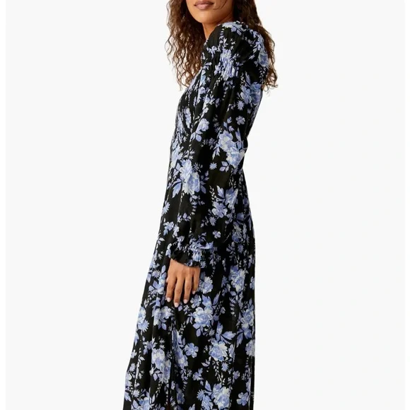 Jaymes Smocked Floral Midi Dress In Black Combo - Picture 4 of 5